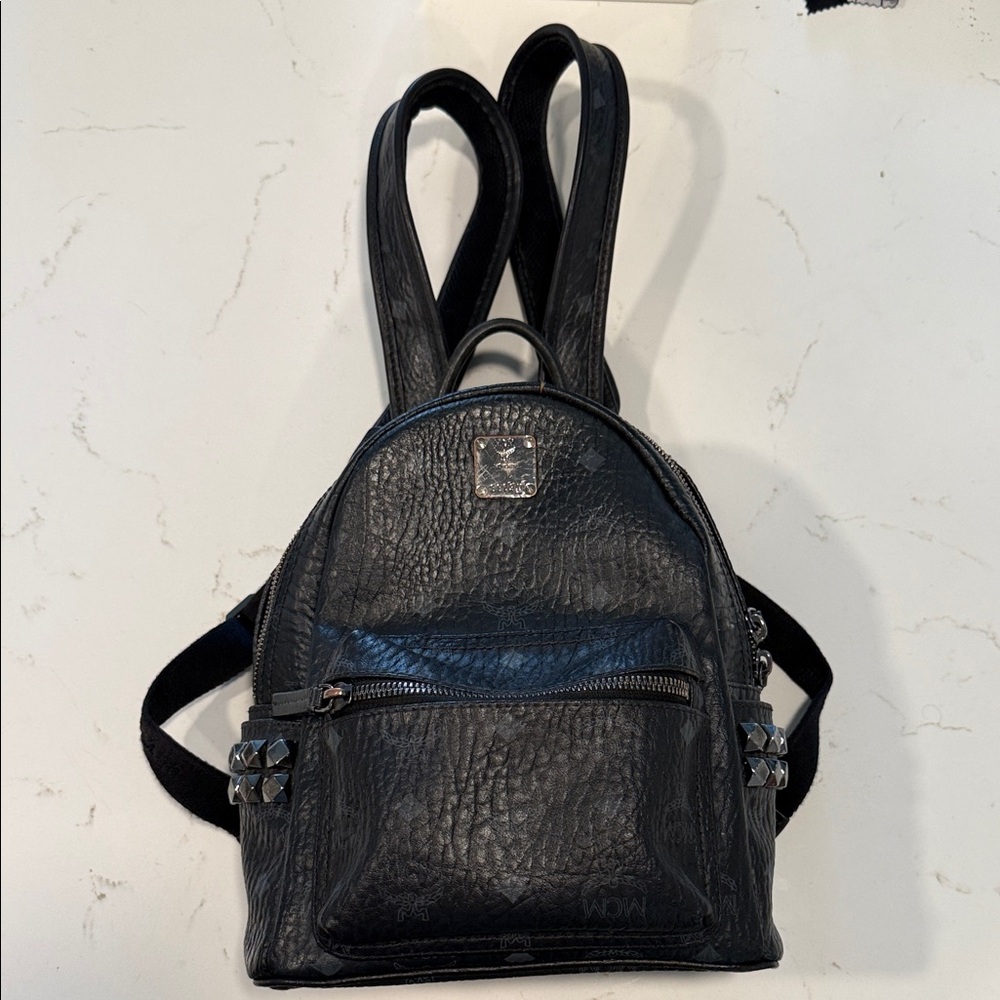 MCM Black Studded Backpack